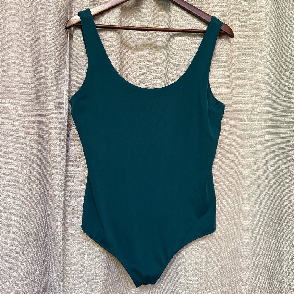 Express Green/Teal Scoop Neck Bodysuit - Size Large